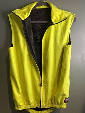 Biemme Stopwind Cycling Vest Mens 3 Hi Vis Yellow Windproof Full Zip Bike